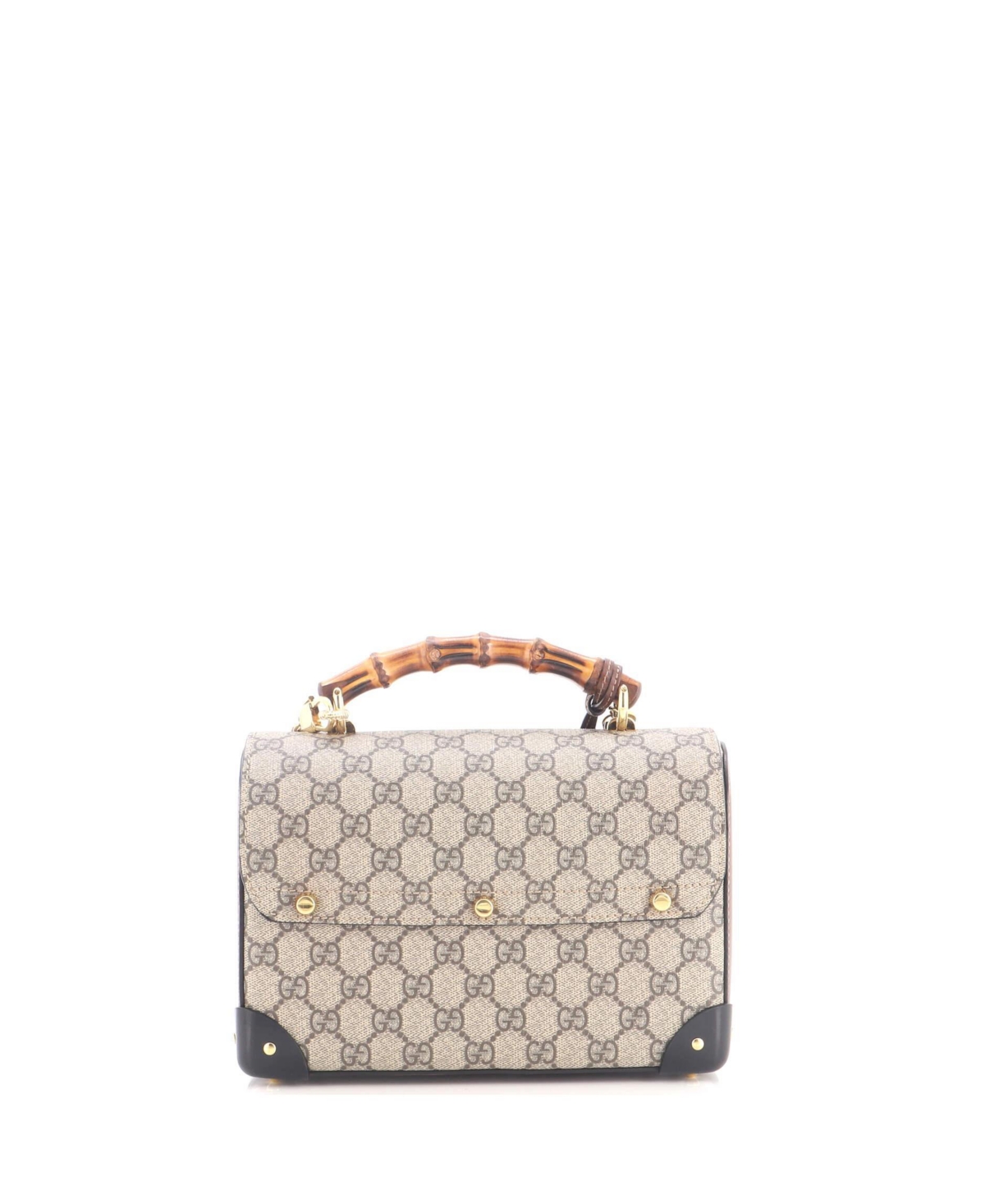 Pre-Owned Gucci Small Padlock Bamboo Shoulder Bag Gg Coated Canvas