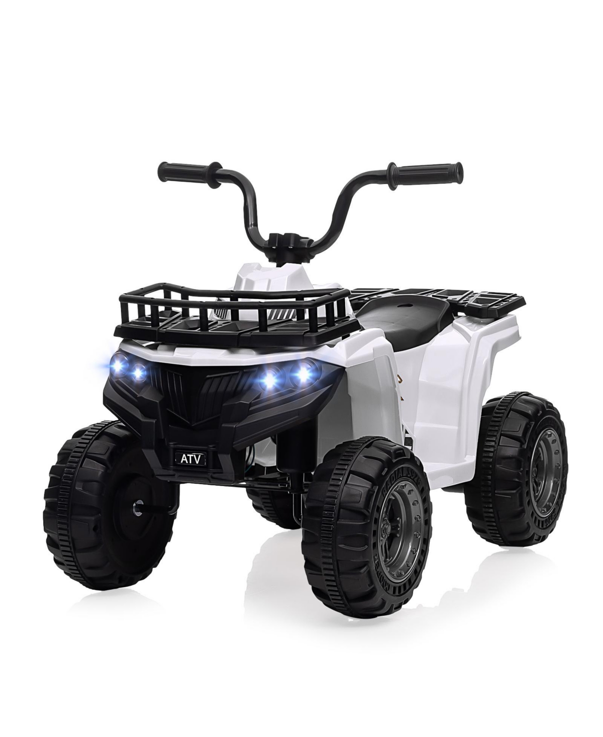 homfan 12V Kids Electric High/Low-Speed Ride-On Atv Quad with Led Lights, Ages 3-7 - White