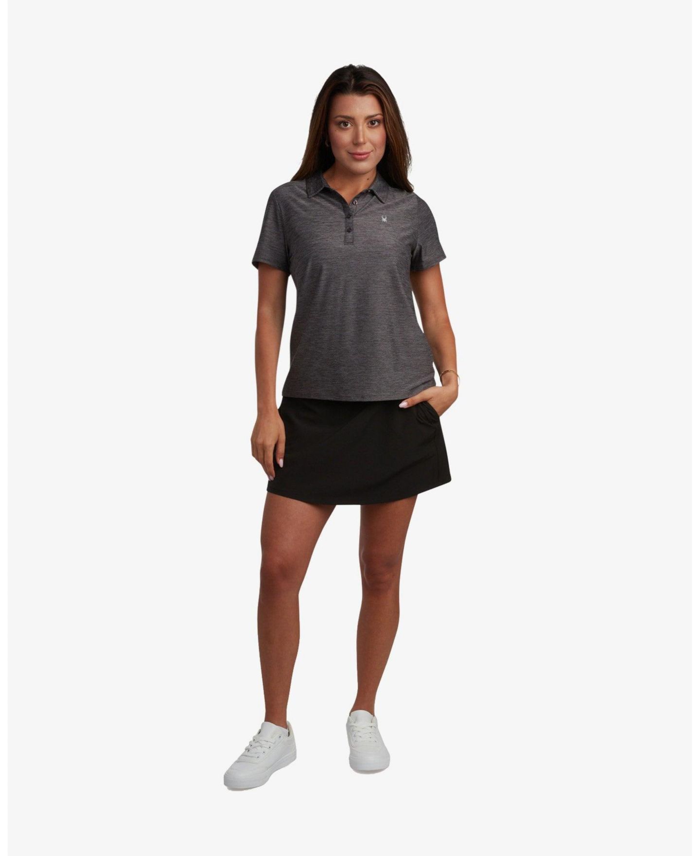 Женское поло Spyder Weekender Space-Dye Relaxed Fit Short-Sleeve Polo, цвет: Чёрный — фото 4