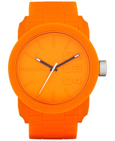 Diesel Men's Double Down Matte Orange Silicone Strap Watch 46mm DZ1534