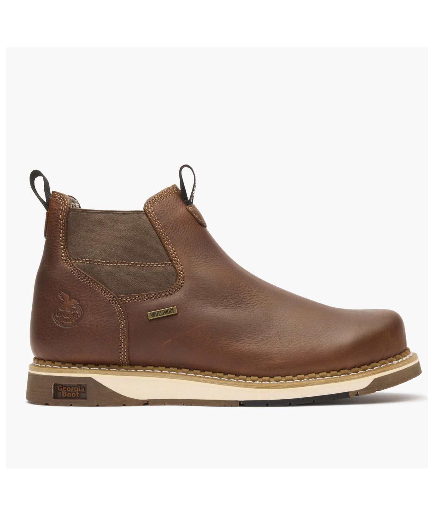Мужские ботинки GEORGIA BOOT Amp LT Wedge Steel Toe Waterproof Chelsea Work Boot, цвет: Коричневый — фото 4