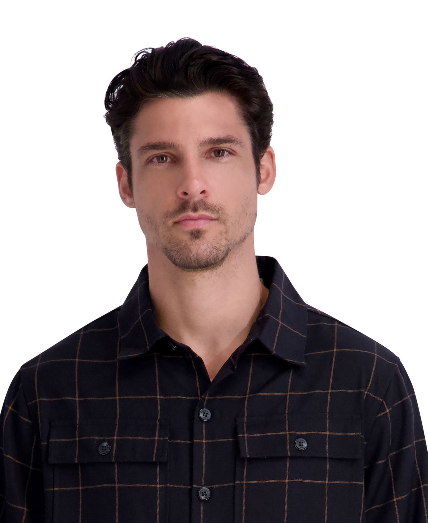 Мужская рубашка KARL LAGERFELD PARIS Windowpane Regular-Fit Button-Down, цвет: Чёрный — фото 4
