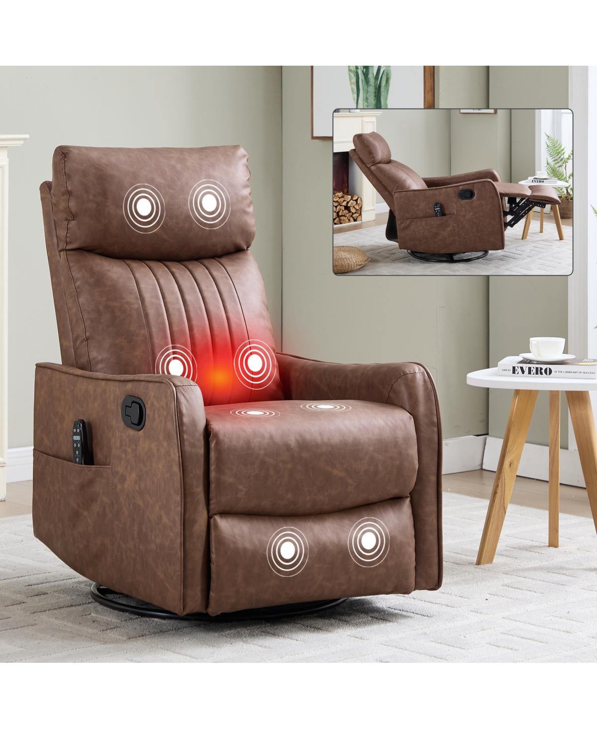 Streamdale Furniture Faux Leather Rocker Recliner with Heat and Massage