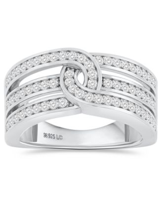 Lab-Grown Diamond Interlocking Swirl Band Ring (1 ct. t.w.) in Sterling Silver (Also in 14k Gold-Plated Sterling Silver)