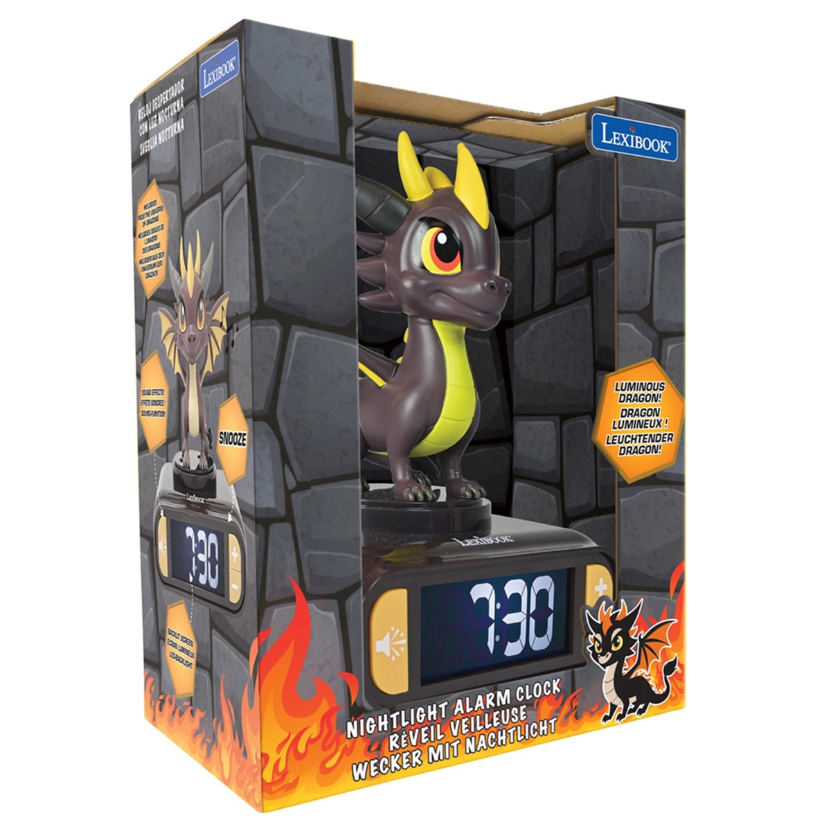 Lexibook , Alarm Clock, Dragon Night Light with Sound Effects, RL800DRA