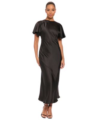 Women's Short-Sleeve Fitted Midi Dress