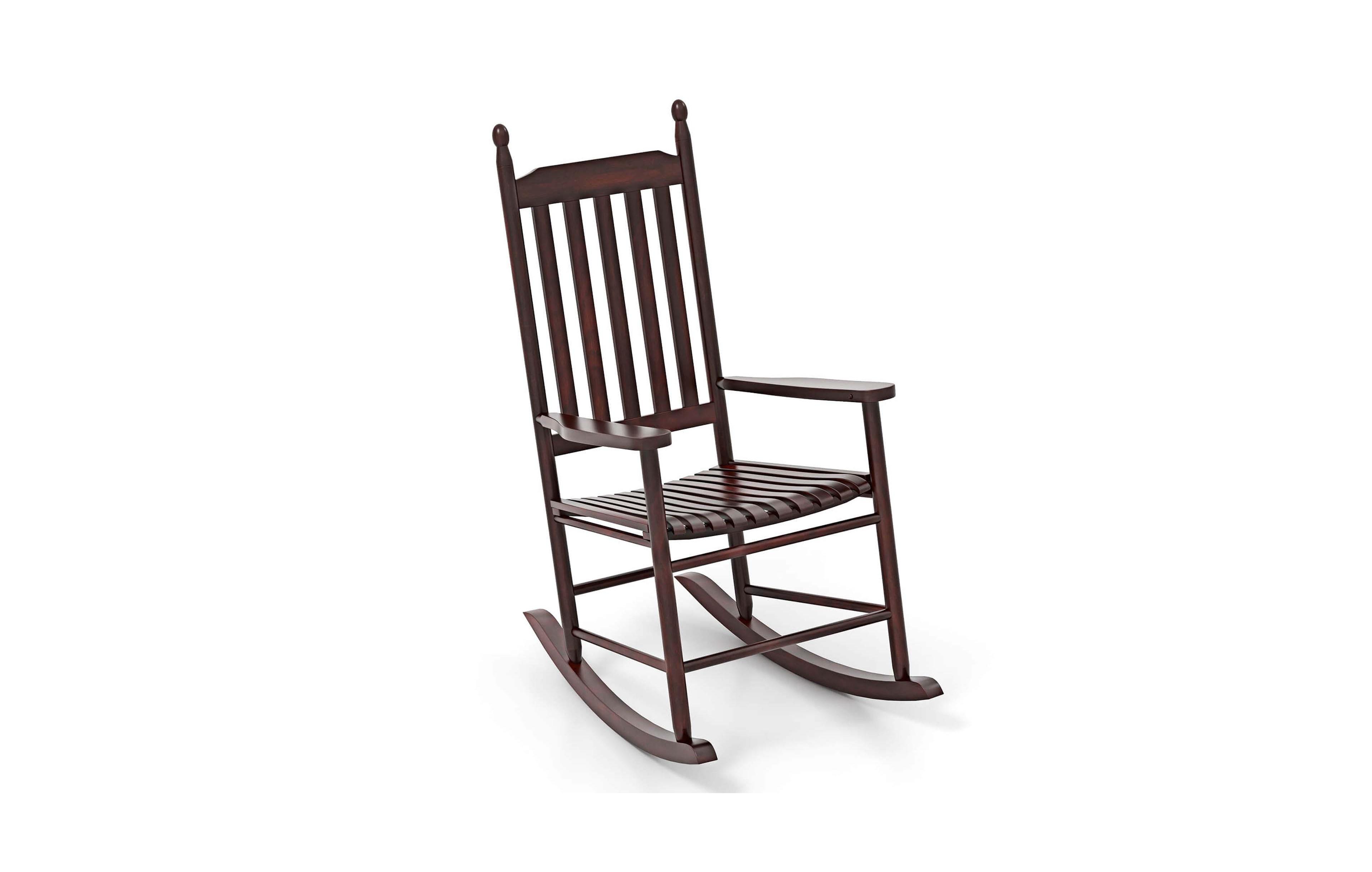 Costway Outdoor Wooden Rocking Chair with Solid Base Slatted Seat and Back Patio