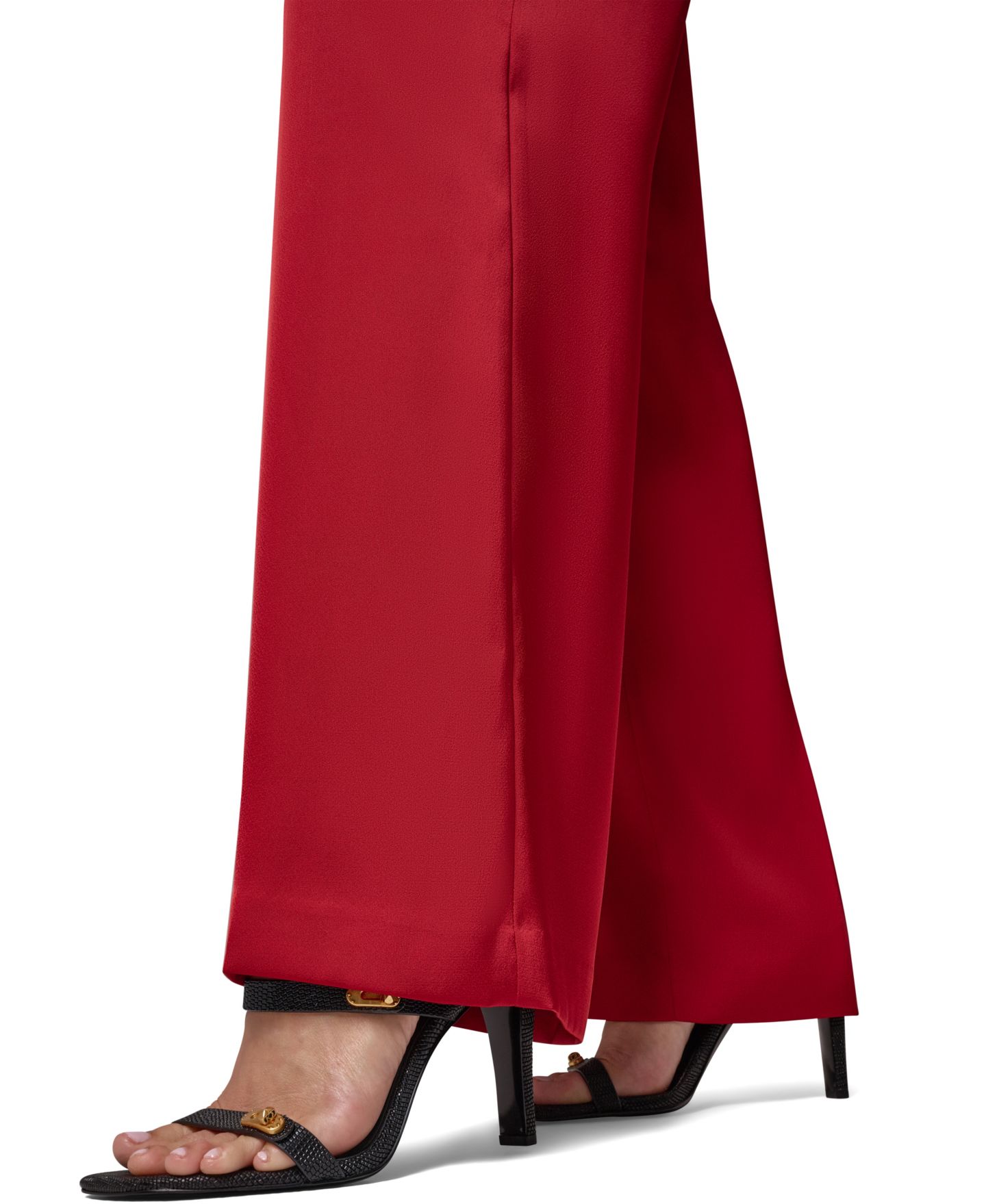 Женские широкие атласные брюки Donna Karan New York с боковой молнией, цвет: Красный бархатный — фото 16