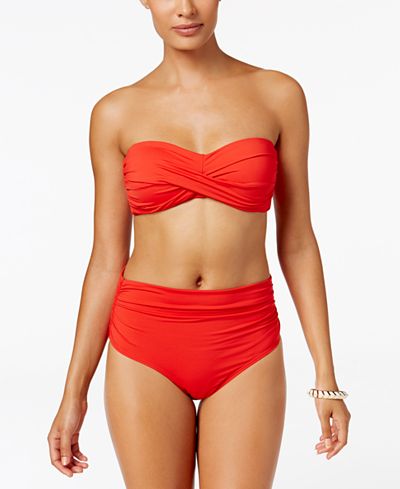 Anne Cole Bandeau Twist Bikini Top & High-Waist Bottoms