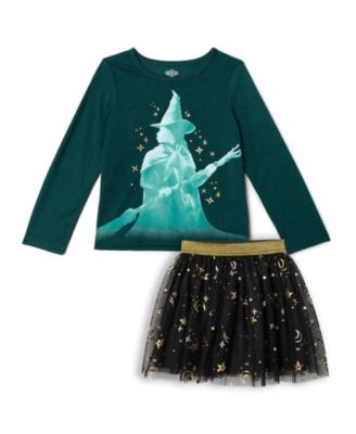 Girls' 4-16 Long-Sleeve Graphic-Print T-Shirt and Tutu Skirt, 2-Piece Set