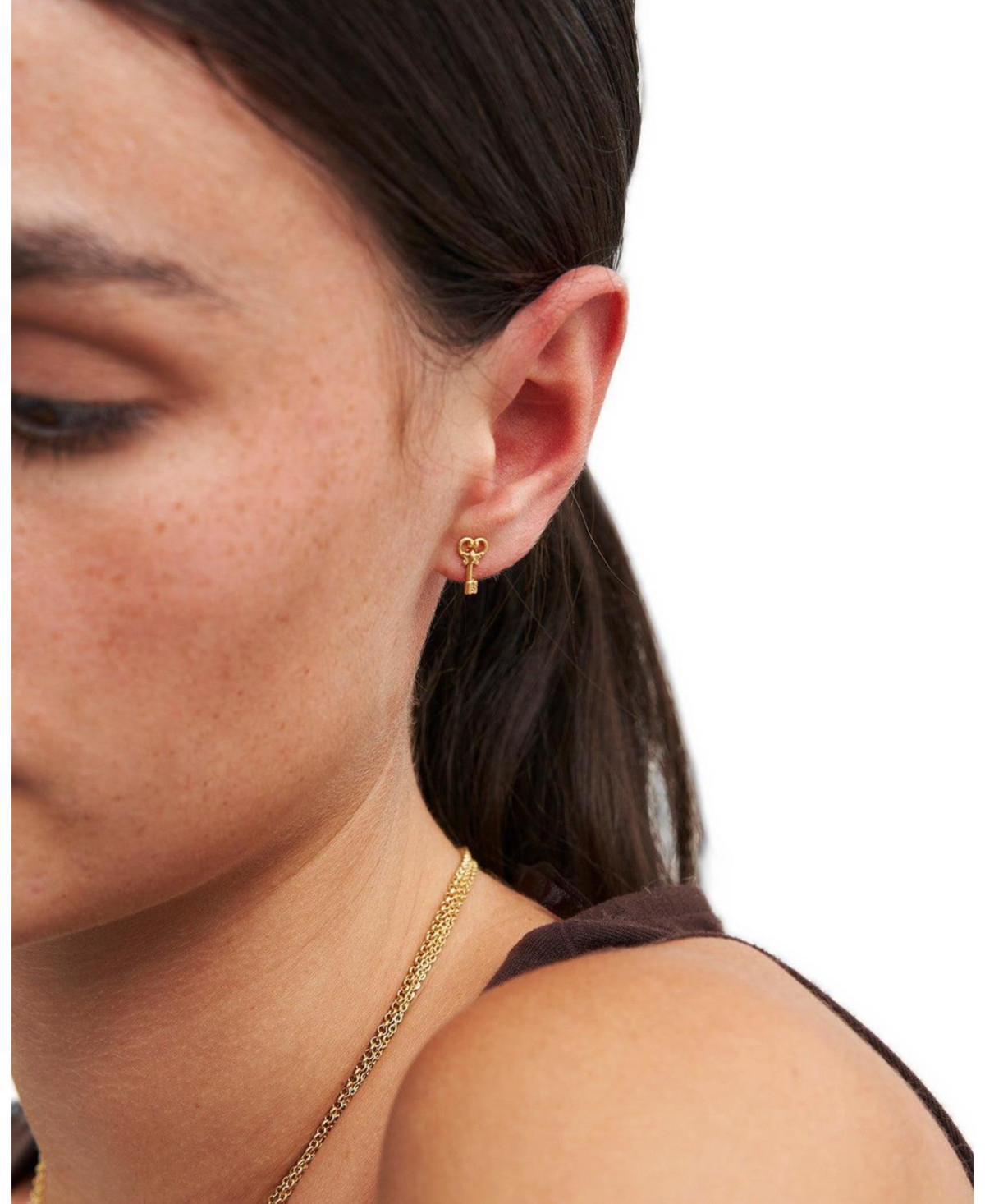 Fable England Key Stud Earrings in Gold