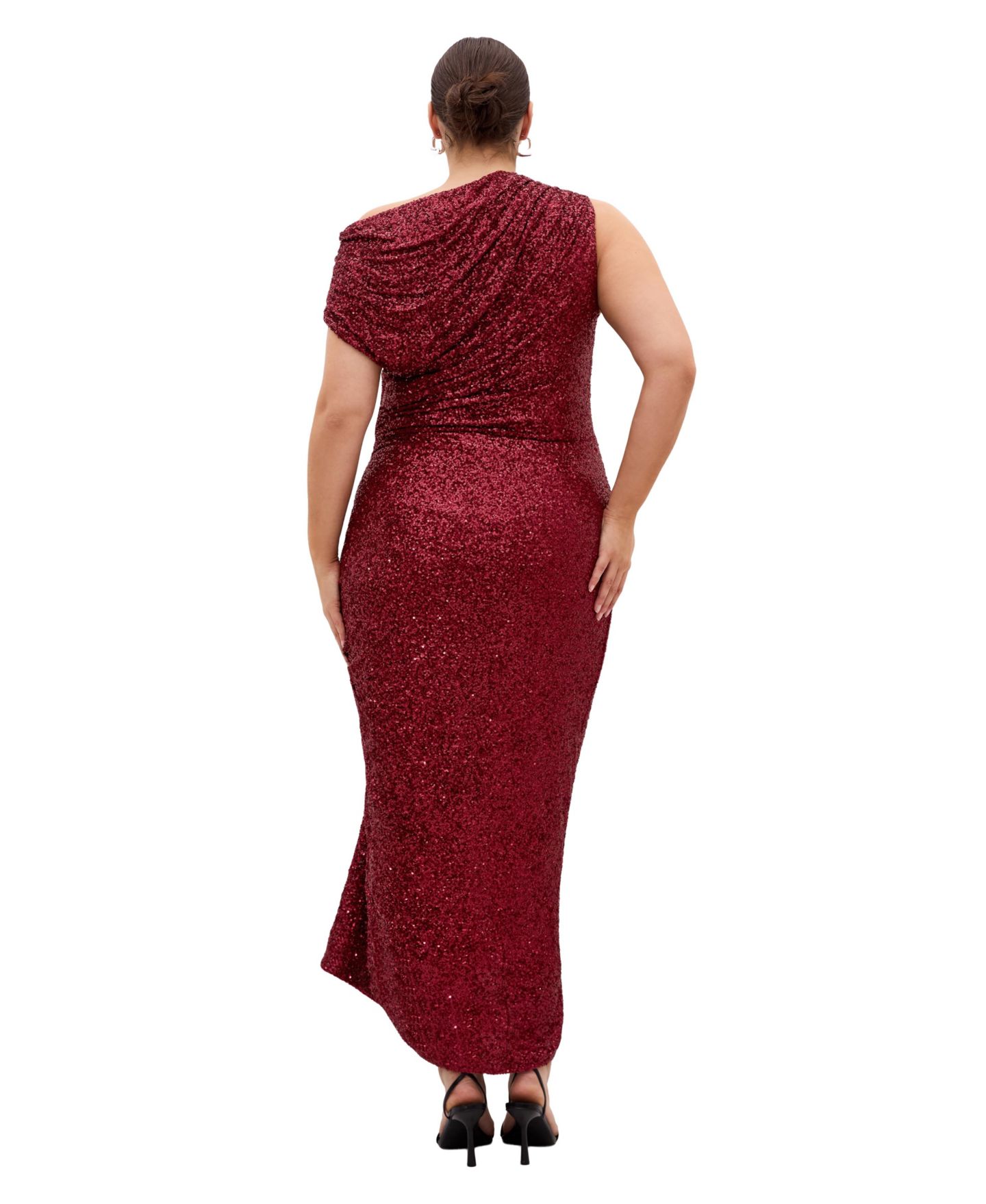 Женское платье CITY CHIC Sequin Star Off Shoulder Maxi, цвет: Ягодный — фото 2