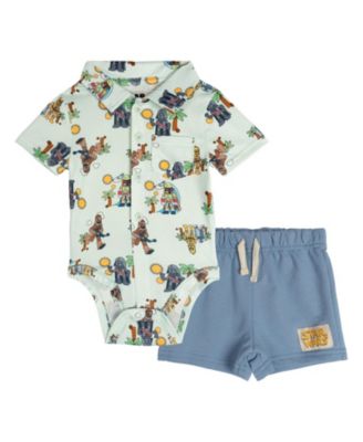 Baby Boys' 2-Piece Button Down Shirt and Shorts Set