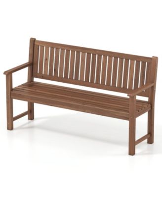 59-Inch 3-Seater Wood Garden Bench with Backrest and Armrests