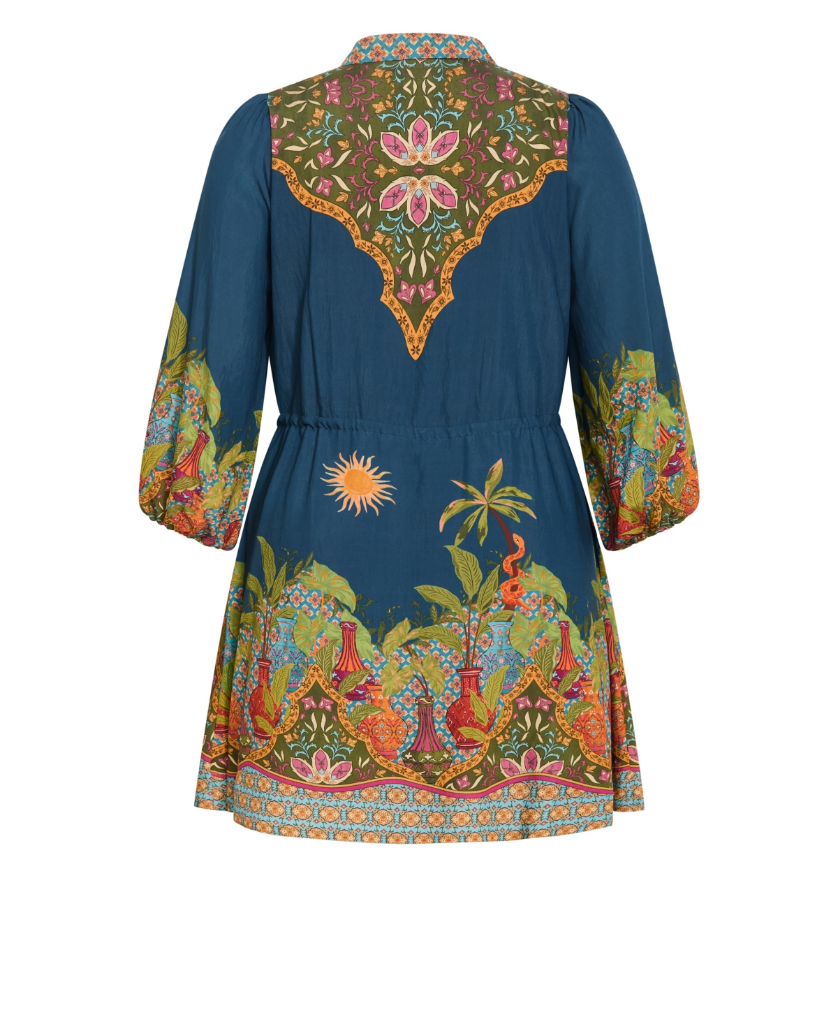 City Chic Plus Fools Paradise Print Collared Mini Dress