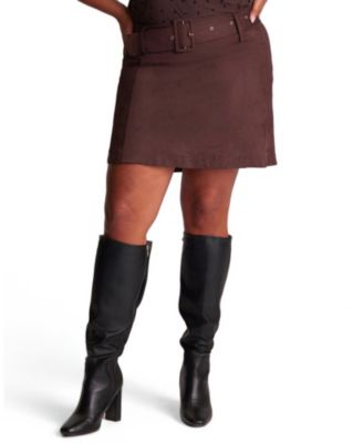 Plus Size Rowan A-Line High-Waisted Mini Faux Suede Skirt