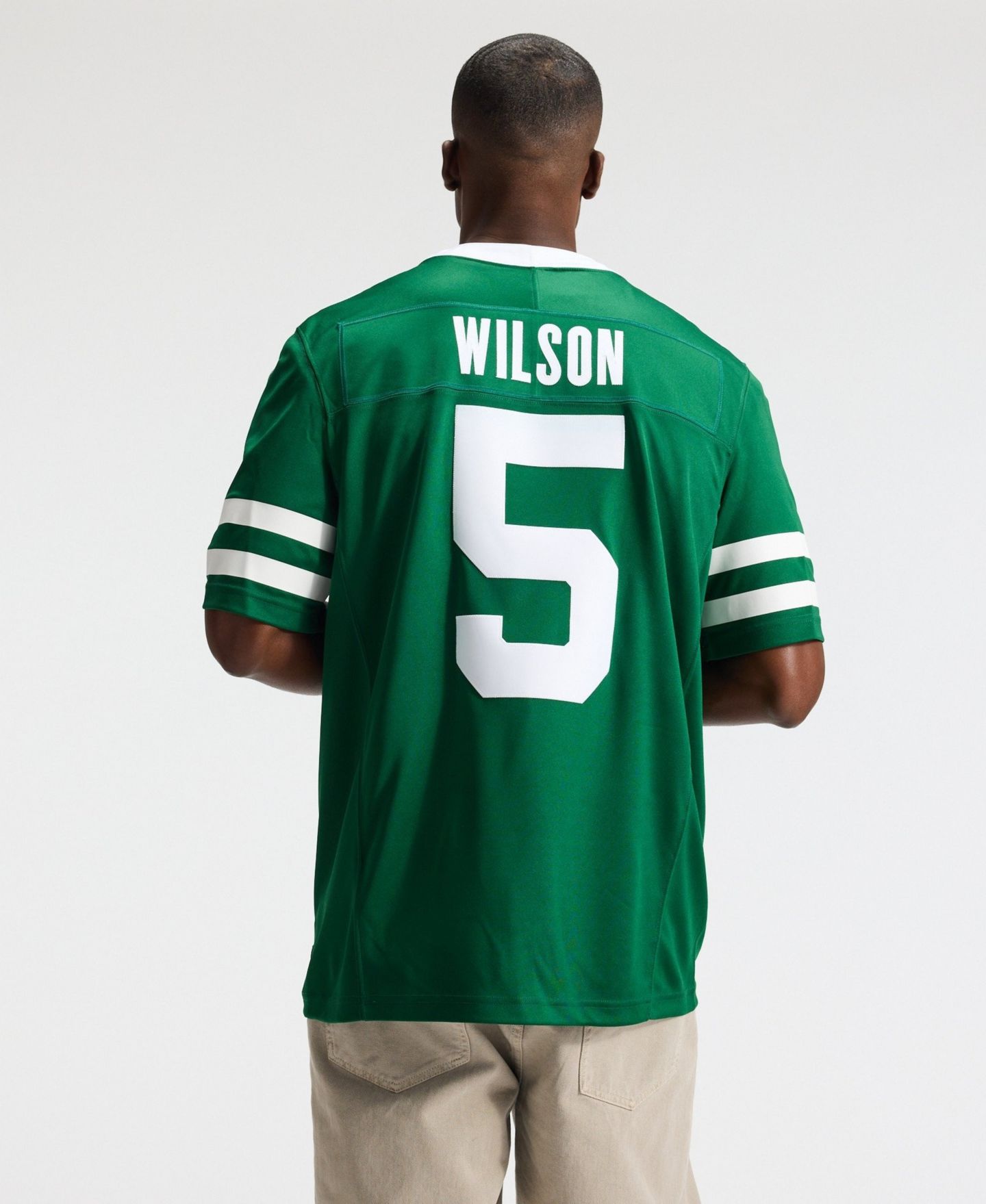 Мужской топ Nike Garrett Wilson Green New York Jets Vapor F.U.S.E. Stitched Limited Jersey — фото 10