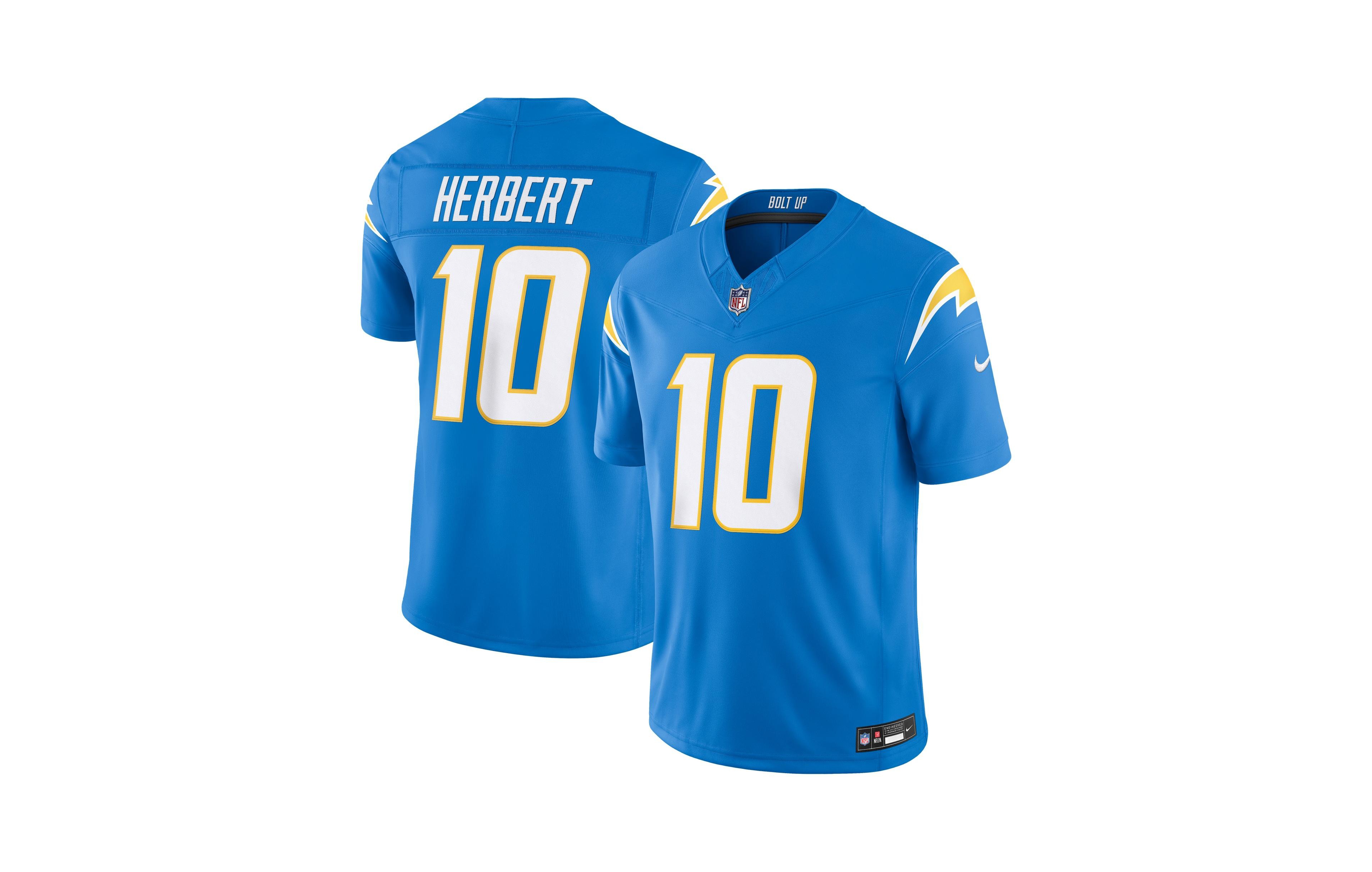 Nike Men's Justin Herbert Powder Blue Los Angeles Chargers Vapor F.u.s.e. Stitched Limited Jersey