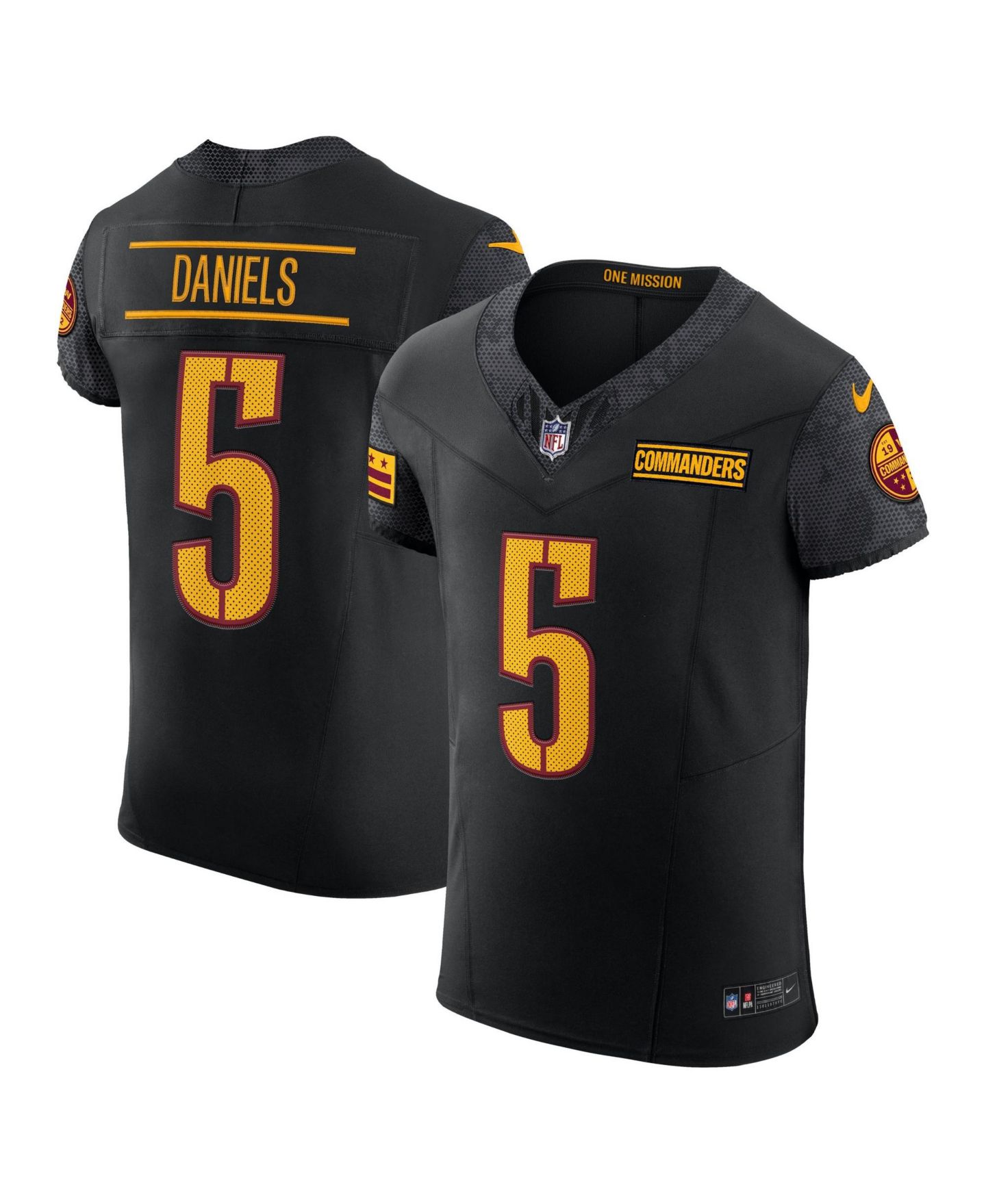 Мужской топ Nike Jayden Daniels Black Washington Commanders Alternate Vapor F.U.S.E. Elite Jersey — фото 6