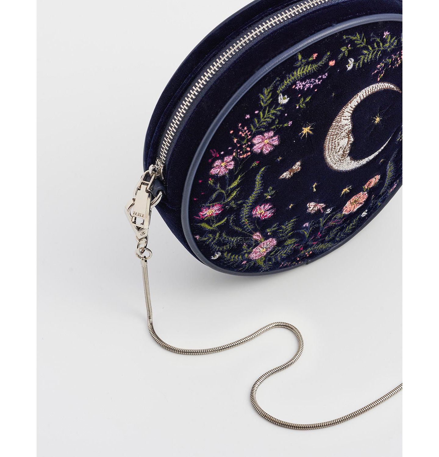 Женская сумка Fable England Chloe Midnight Garden Embroidered Circle, цвет: Тёмно-синий — фото 6