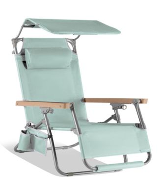 Zero Gravity Beach Chair with Canopy, Folding Reclining Camp Chair, Carry Straps