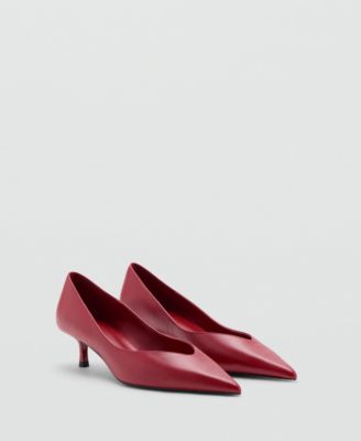 Women's Kitten Heel Pointed-Toe Faux Leather Pumps