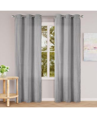 Grommet Broomstick Crush Curtains Pair