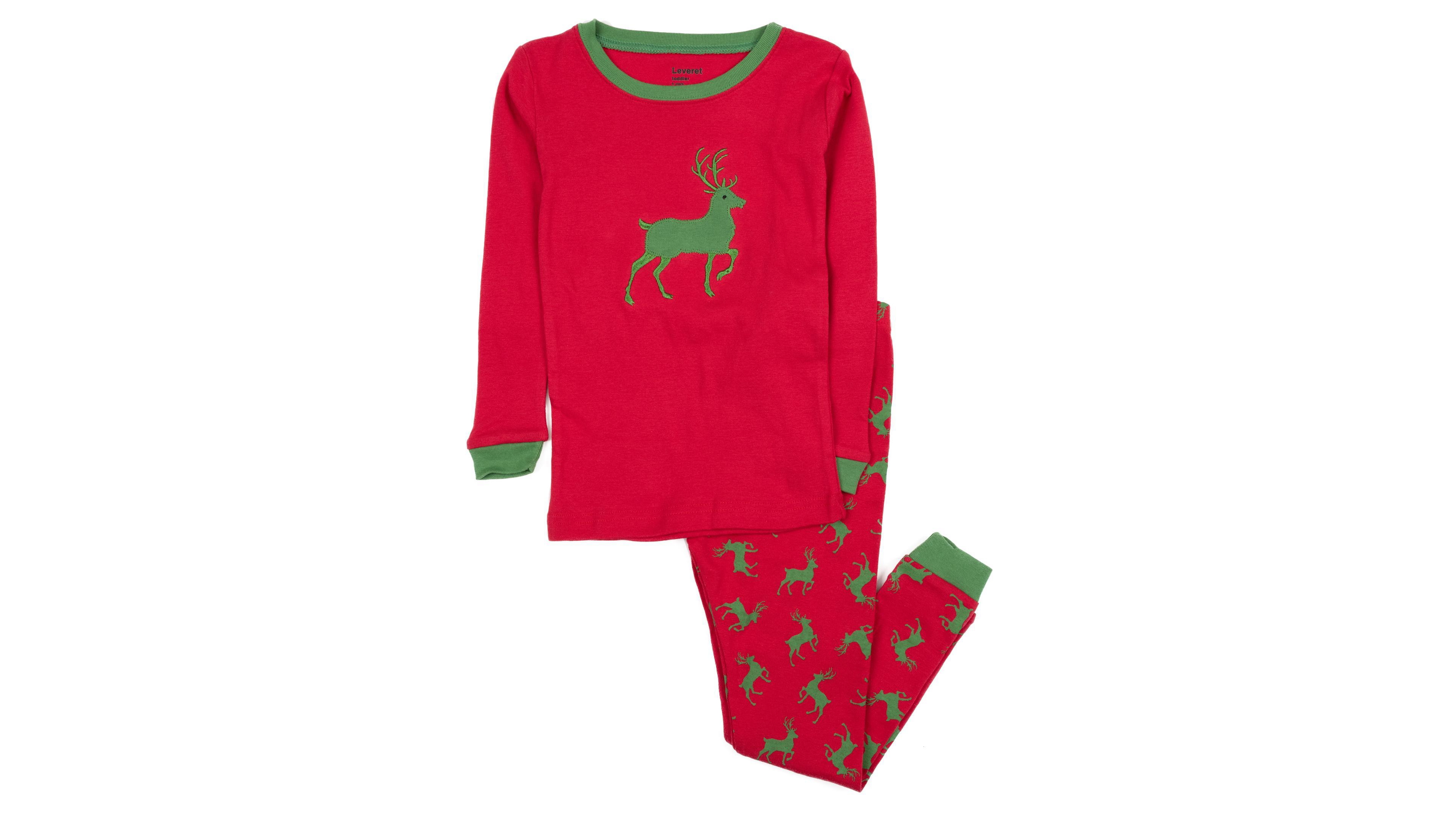 Leveret Boys' and Girls' Holiday Cotton Long-Sleeve Top Pants, 2-Piece Set