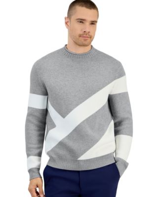 Men's Diagonal Stripe Mock-Neck Sweater