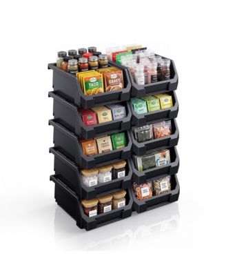 Small Open Front Stackable Kitchen Storage Bin - Pantry and Cabinet Organizer