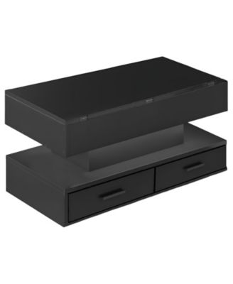 Modern Lift Top Coffee Table with LED Light, Open Shelves and Hidden Storage