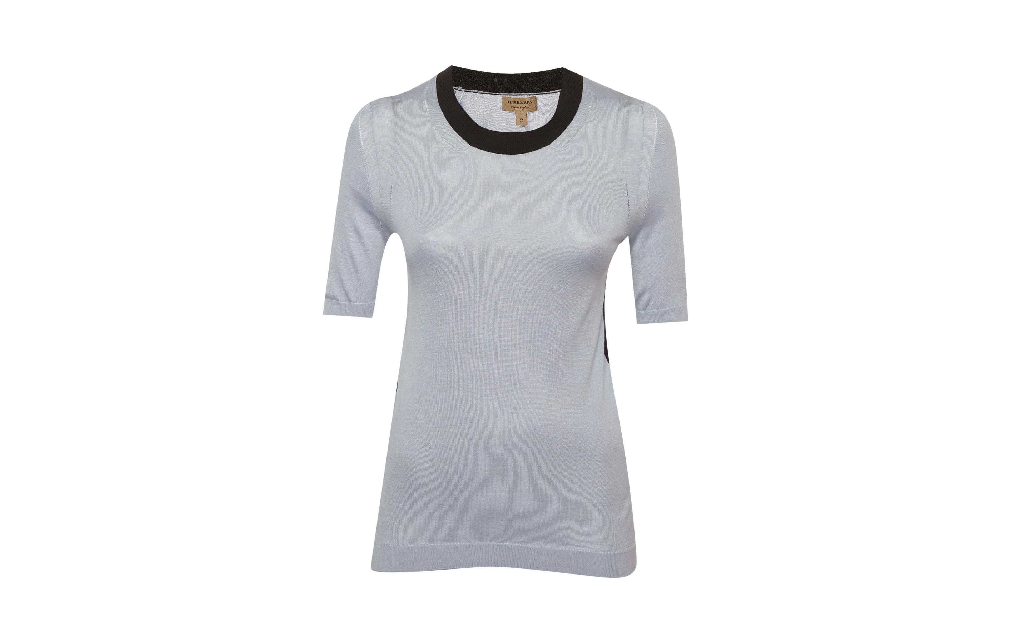 Pre-Owned Burberry Women's Colorblock Silk-Cashmere Crewneck Top