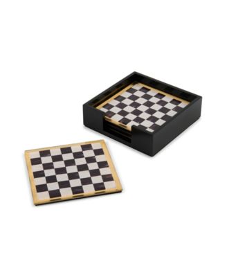 Courtly Check Glass Coasters, Set of 4