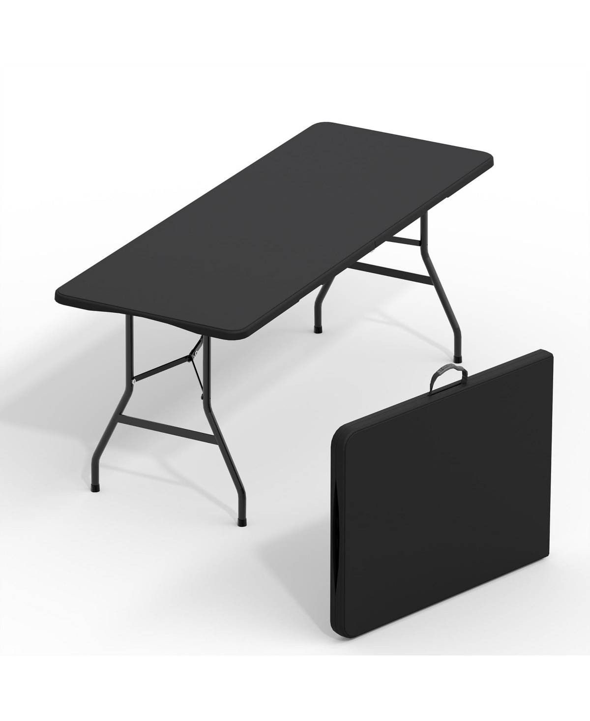 GarveeLife 6 Ft Fold-in-Half Picnic Table with Carry Handle, Folding Portable Dining Table, Indoor/Outdoor, 350 Lbs Capacity for Bbq, Camping, Party -