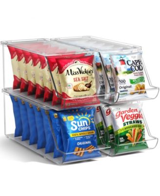 4 Pack Clear Stackable Open Front Snack Organizer Bins