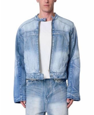 Men's Panelled Moto Denim Jacket