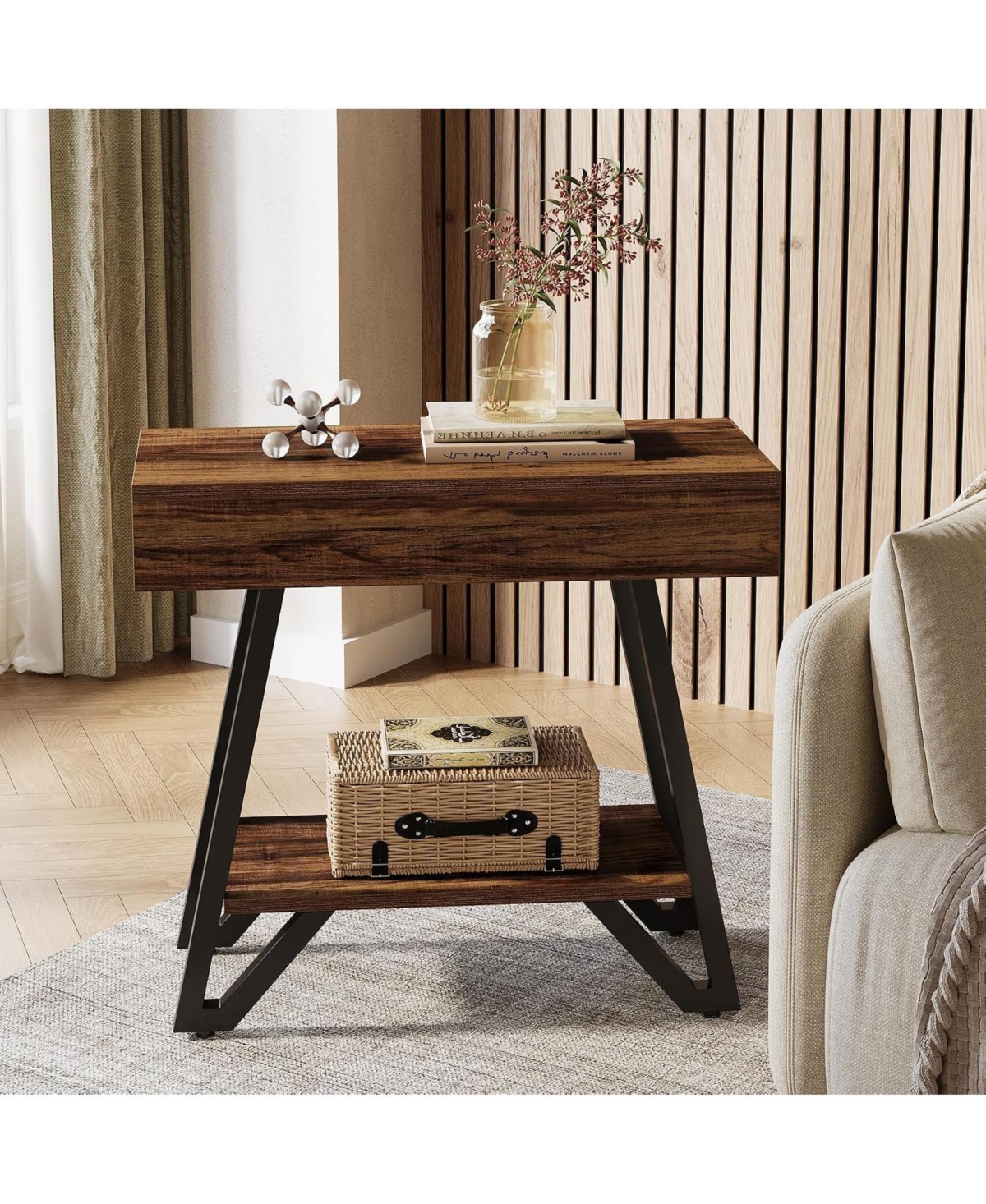 Tribesigns End Side Table, Narrow Couch Arm Side Table, Small Bedside