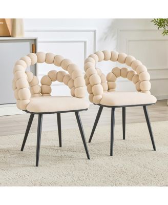 Set of 2 Velvet Bubble Dining Chairs with Legs