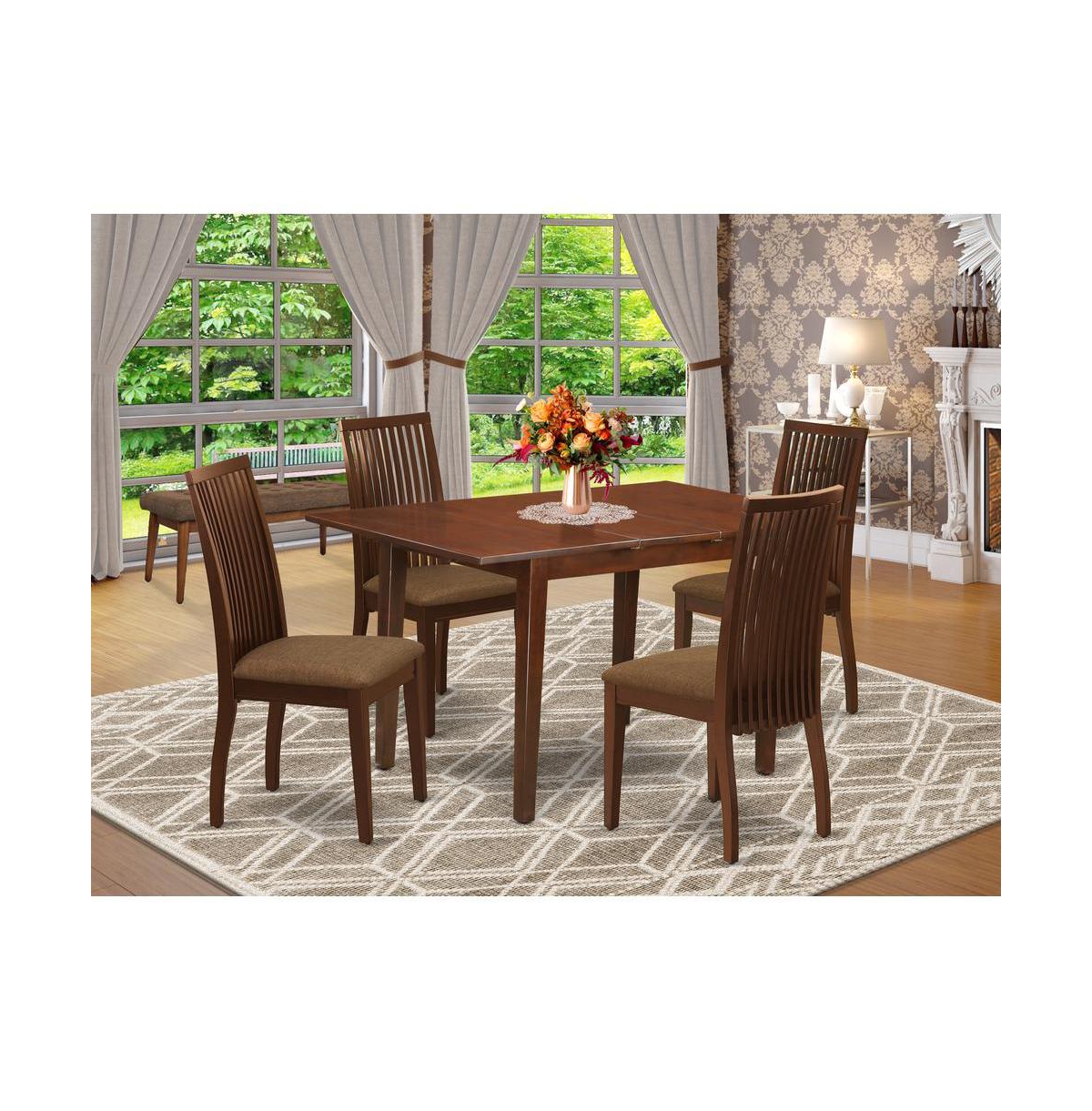 East West Furniture Mahogany Dining Room Set - Brown