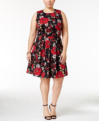 Charter Club Plus Size Floral-Print Fit & Flare Dress, Only at Macy's ...