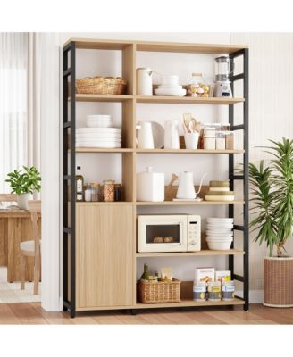 5 Tier Bookshelf with Doors, 71.1" Industrial Standing Shelf with Metal Frame, Bookcase with Adjustable Shelf and Rails for Living Room, Office