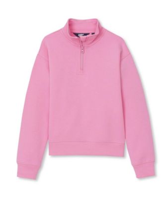 Girls Long Sleeve Double Knit Quarter Zip