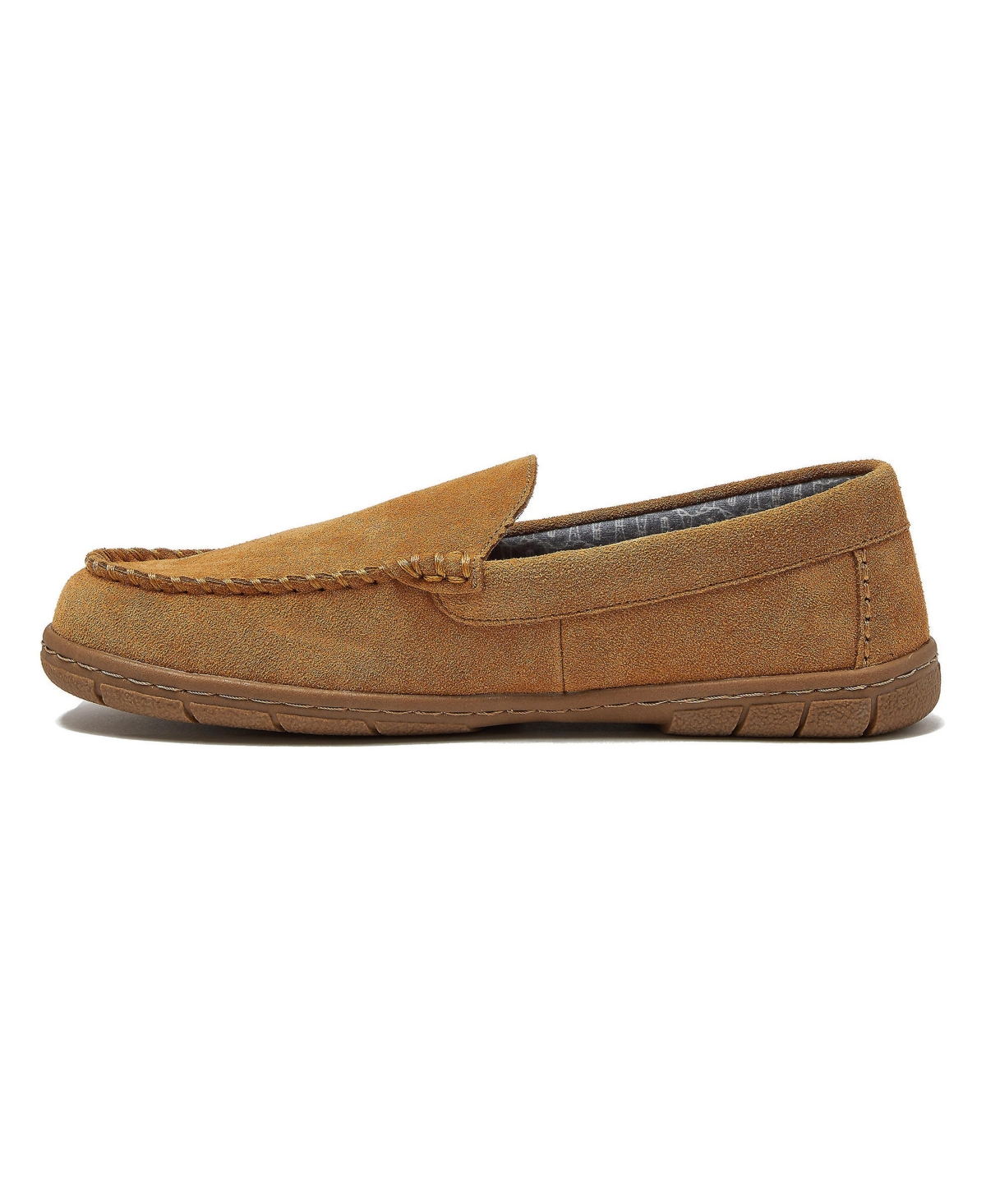 Lands' End Men's Flannel Lined Suede Slip On Moccasin Slippers