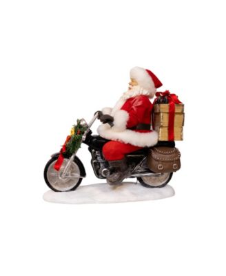 10.5" Coca-Cola Fabrich&eacute; Santa On Motorcycle With LED Lighted Headlight