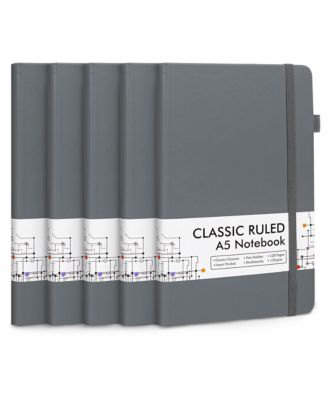 Hardcover Ruled Lined Journals Set with Pen Holder Retractable Pens School Business Supplies