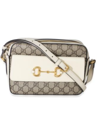 White GG Supreme Canvas Small 1955 Horsebit Shoulder Bag