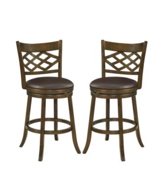 Rubber Wood Swivel Bar Stools Set of 2 with 31 Inch Seat Height