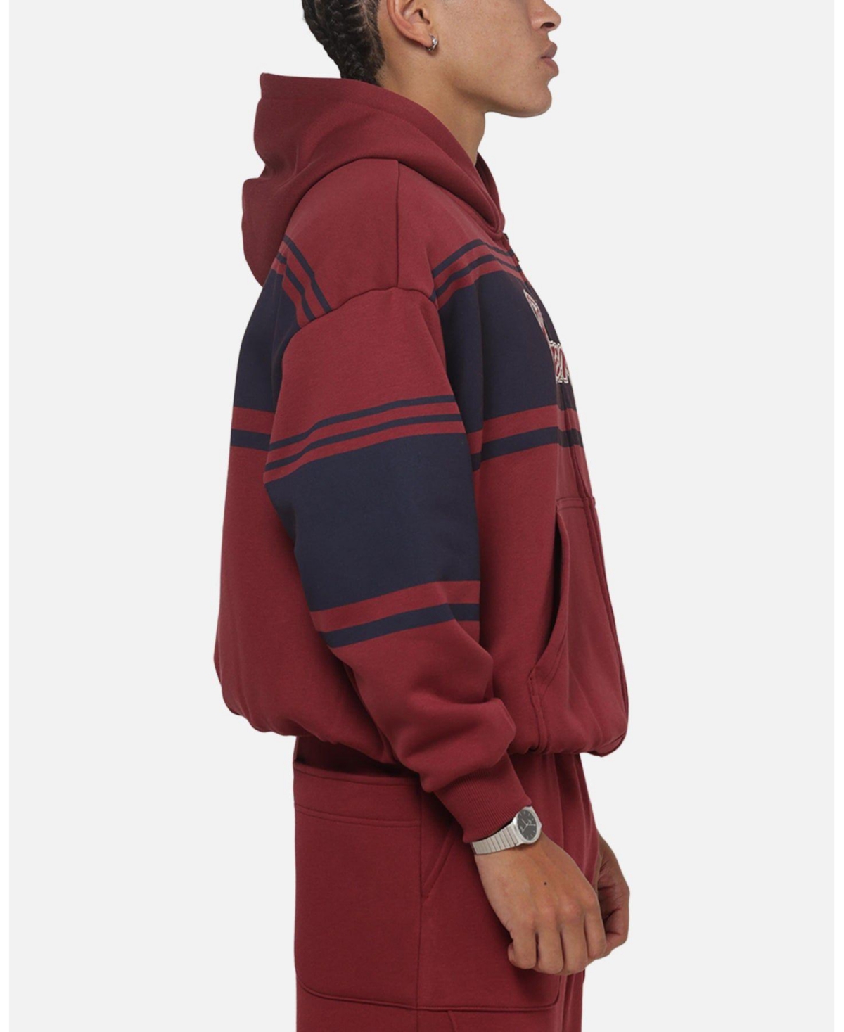 Carre Men's Varsity Stripe Oversized Full Zip Hoodie