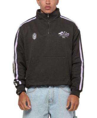 Men's Footie Oversized Contrast-Stripe Quarter-Zip Sweatshirt