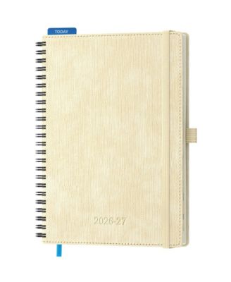 18 Month Spiral Bound Academic Planner Vertical Layout Leather Soft Cover With Monthly Tabs Pocket